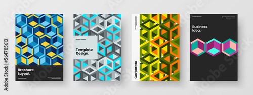 Creative corporate identity design vector template composition. Minimalistic geometric tiles postcard illustration collection.