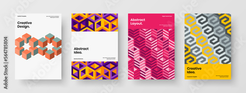 Modern company brochure design vector layout collection. Simple geometric shapes catalog cover template set.