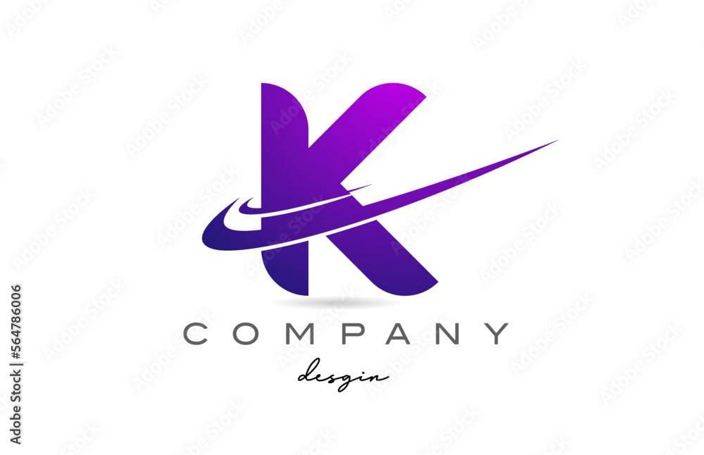 K purple alphabet letter logo with double swoosh. Corporate creative template design for business and company K purple alphabet letter logo with double swoosh. Corporate creative template design for business and company