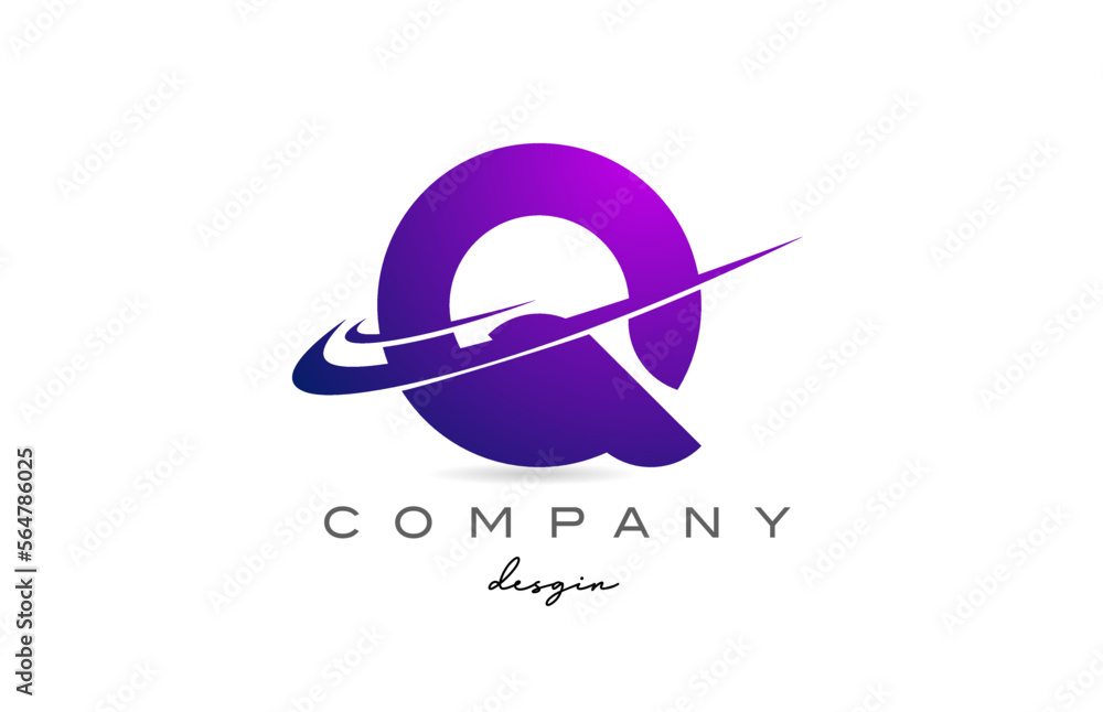 Q purple alphabet letter logo with double swoosh. Corporate creative template design for business and company Q purple alphabet letter logo with double swoosh. Corporate creative template design for business and company