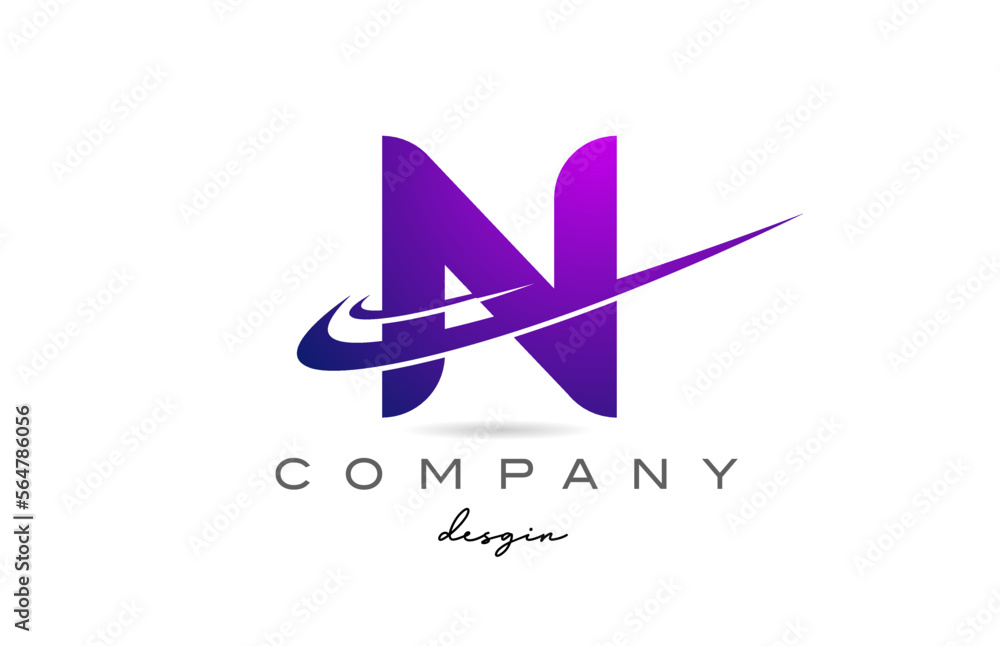 N purple alphabet letter logo with double swoosh. Corporate creative template design for business and company N purple alphabet letter logo with double swoosh. Corporate creative template design for business and company