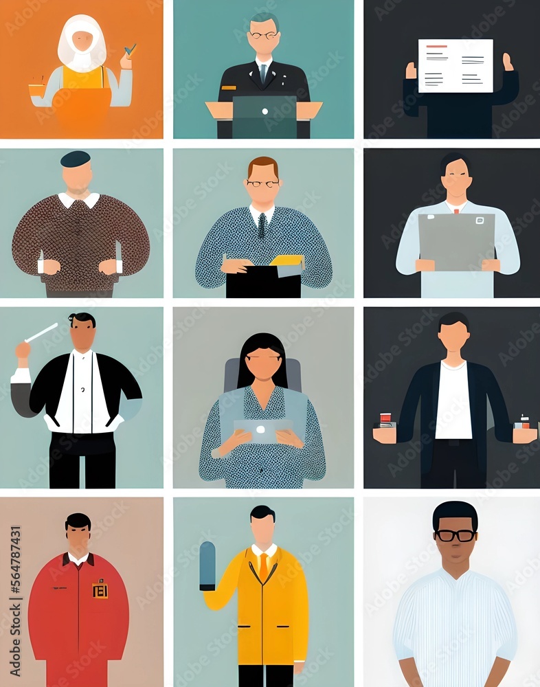 business people icons set