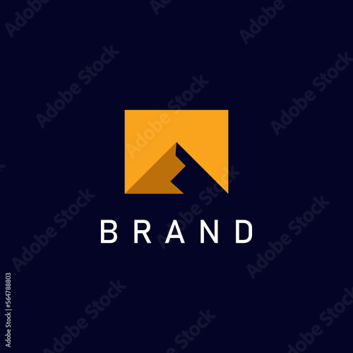 Desert Landscape Logo Design. Mountain Logo with Orange Color