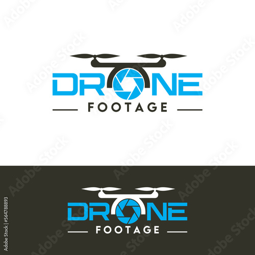 Drone Footage Vector drone logo design vector template, blue lens camera.