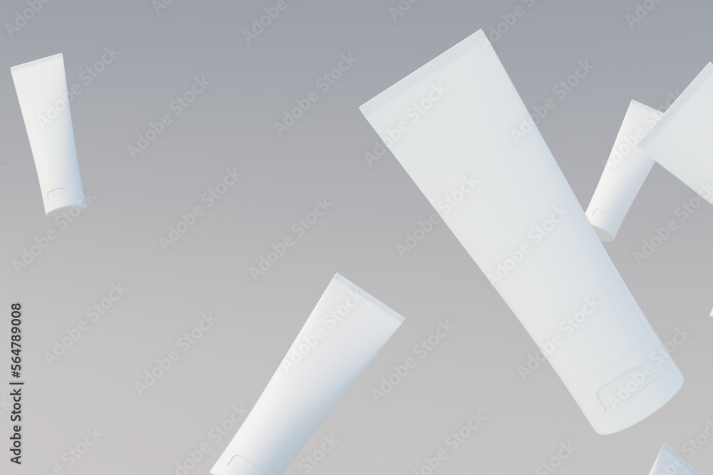 Cosmetic Cream Tube Packaging Multiple Tubes Mockup. 3D Illustration Cosmetic Cream Tube Packaging Multiple Tubes Mockup. 3D Illustration