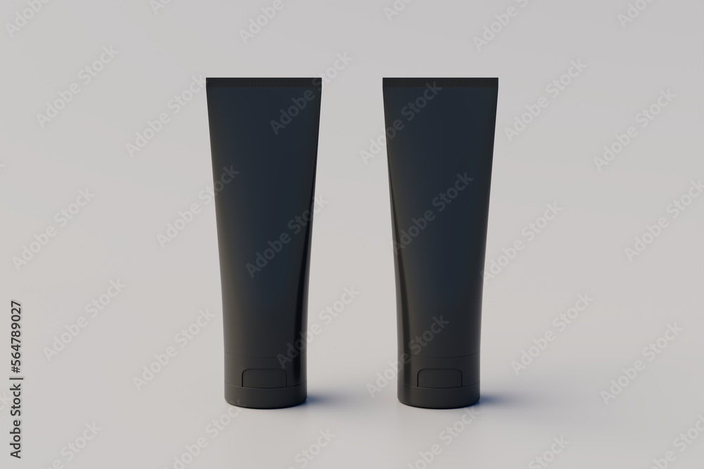 Cosmetic Cream Tube Packaging Multiple Tubes Mockup. 3D Illustration Cosmetic Cream Tube Packaging Multiple Tubes Mockup. 3D Illustration