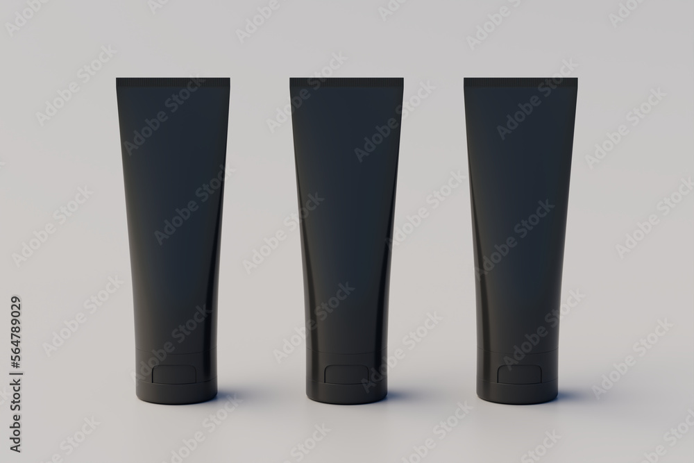 Cosmetic Cream Tube Packaging Multiple Tubes Mockup. 3D Illustration Cosmetic Cream Tube Packaging Multiple Tubes Mockup. 3D Illustration