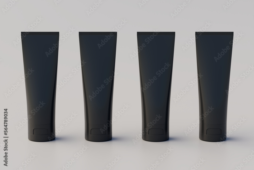 Cosmetic Cream Tube Packaging Multiple Tubes Mockup. 3D Illustration Cosmetic Cream Tube Packaging Multiple Tubes Mockup. 3D Illustration