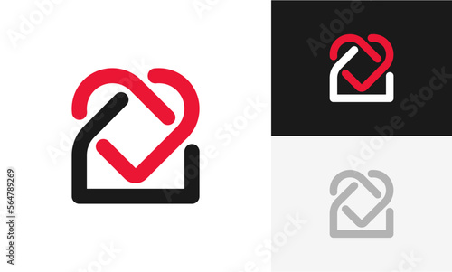 home and heart logo icon design vector
