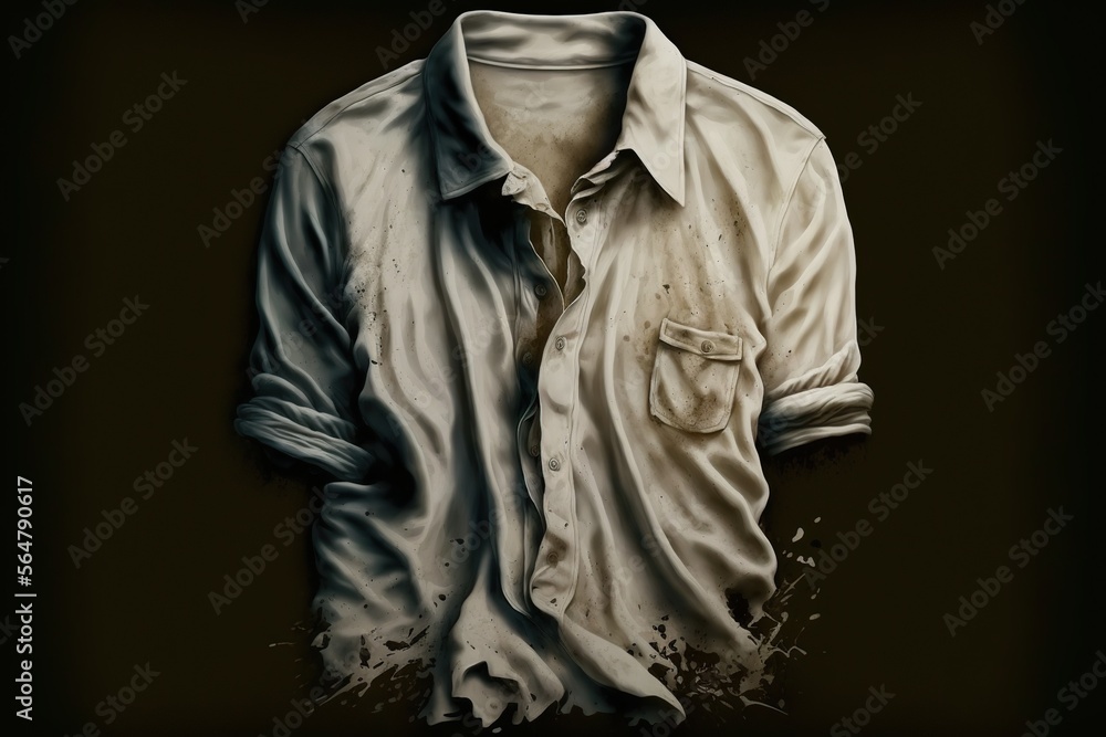 Dirty white shirt, created with Generative AI technology Dirty white shirt, created with Generative AI technology