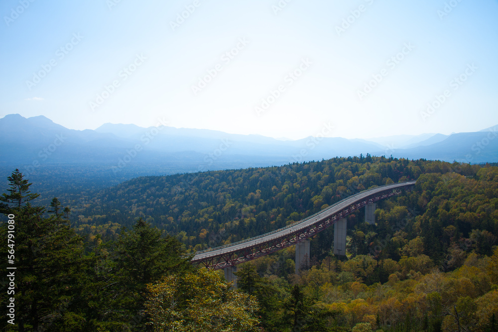 Autumn at Mikuni Pass overlooking the bridge