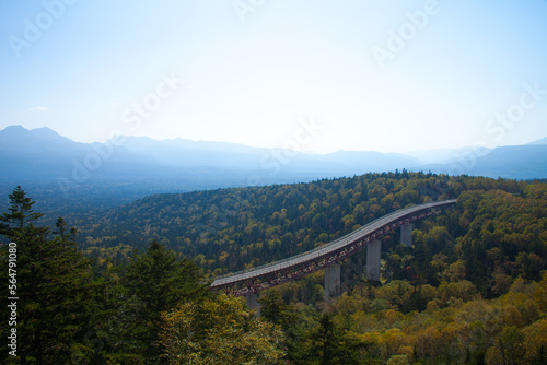 Autumn at Mikuni Pass overlooking the bridge