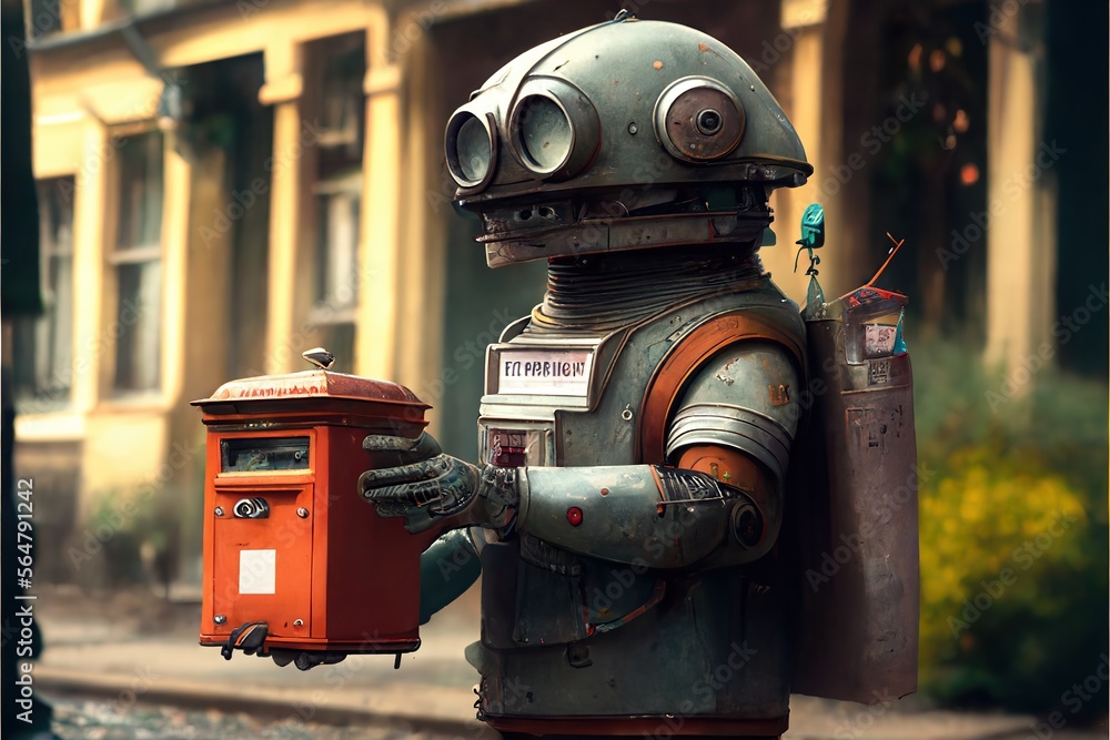 Robot postman, created with Generative AI technology
