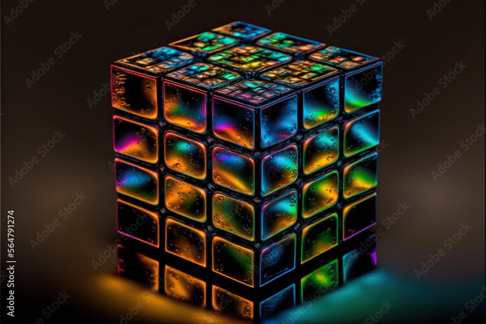 Rubiks Cube Iridescent In Different Colors Created With Generative Ai Rubiks Cube Iridescent In Different Colors Created With Generative Ai