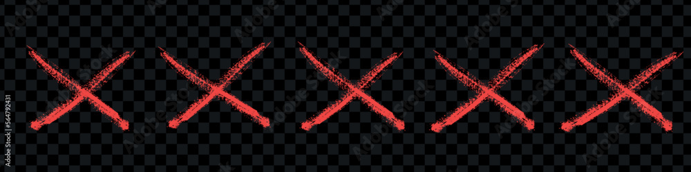Red X sign doodle of hand draw style. Graffiti mark,typography paint brush. Isolated vector illustration Red X sign doodle of hand draw style. Graffiti mark,typography paint brush. Isolated vector illustration