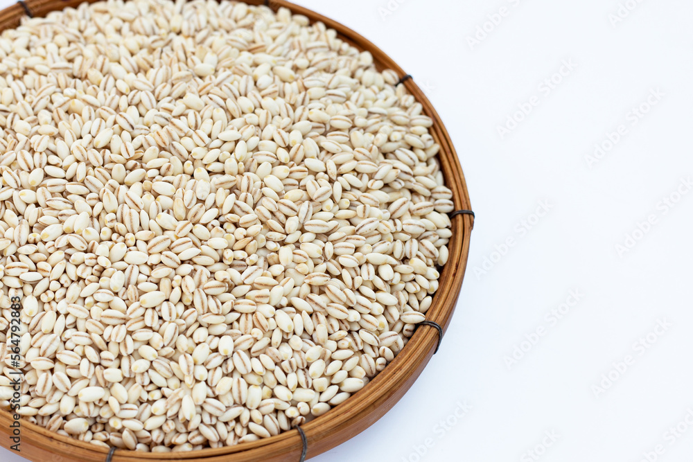 Barley grain in bamboo weave plate Barley grain in bamboo weave plate