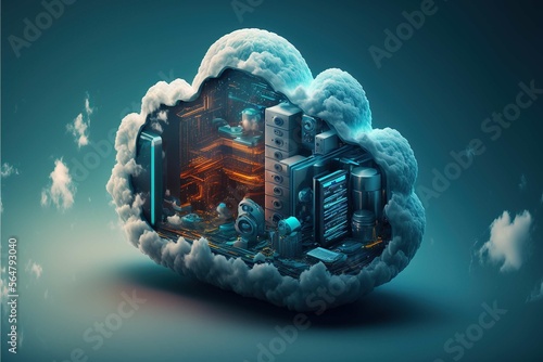 Cloud computing technology concept. Futuristic AI generated 