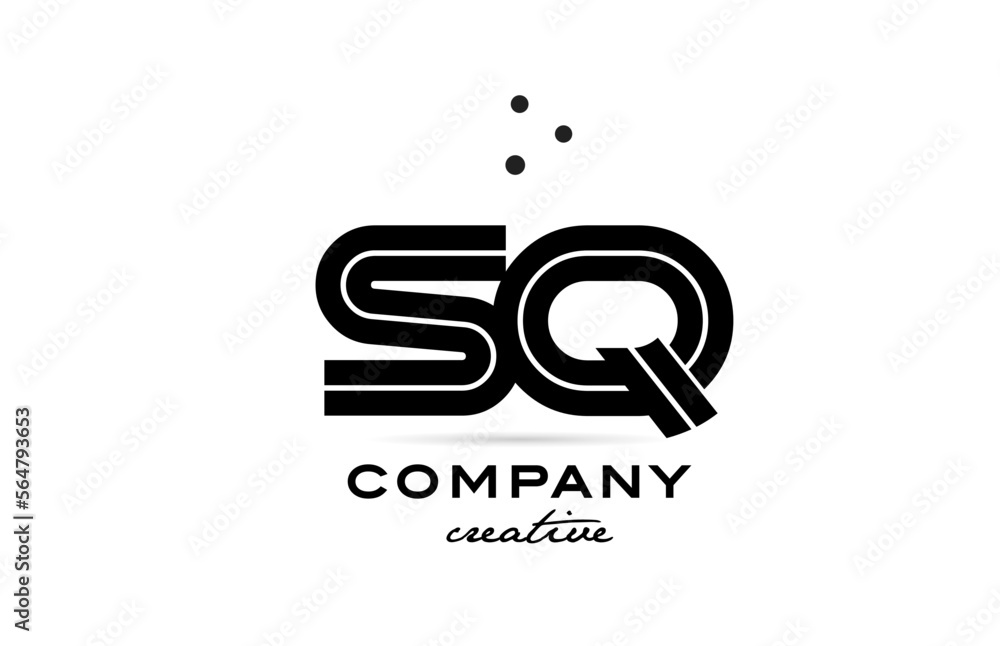 SQ black and white combination alphabet bold letter logo with dots. Joined creative template design for company and business SQ black and white combination alphabet bold letter logo with dots. Joined creative template design for company and business