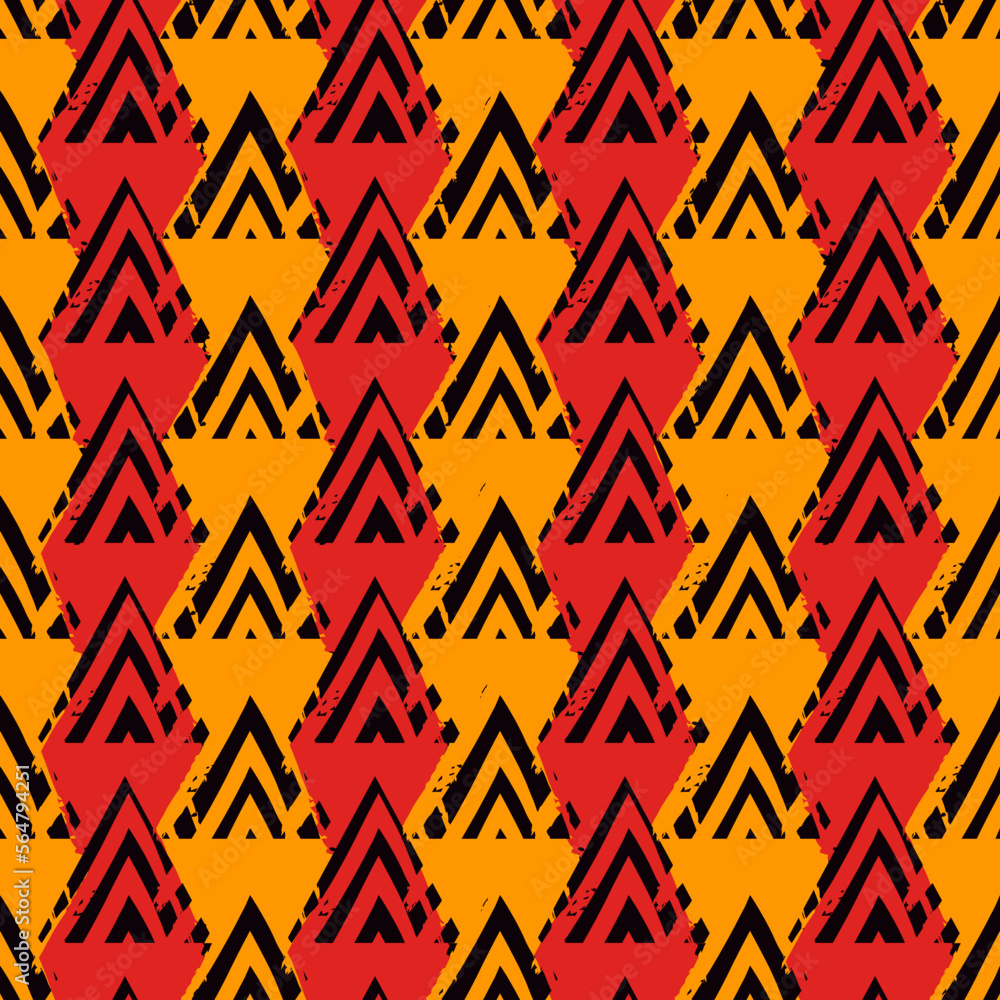 Paint brush triangles ornament. Seamless pattern. Hand drawn geometrical backdrop. Triangular shapes. Geometric background. Ethnic motif. Tribal digital paper. Textile print. Chevrons vector Paint brush triangles ornament. Seamless pattern. Hand drawn geometrical backdrop. Triangular shapes. Geometric background. Ethnic motif. Tribal digital paper. Textile print. Chevrons vector