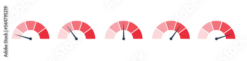 Red love meter for saint valentine's day. Romance scale indicator with level attraction heart. Vector isolated illustration