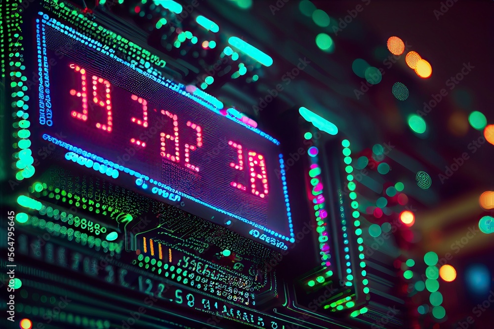 Obraz premium Data transformation on a circuit board, generative ai 