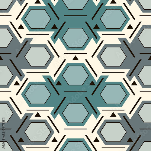 Contemporary honeycomb geometric pattern. Repeated hexagon ornament. Modern mosaic tiles. Seamless surface print