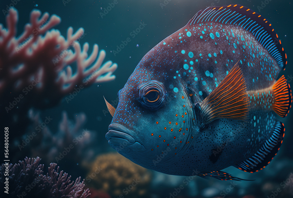 Ryba w podwodnym świecie - obrazy, fototapety, plakaty 