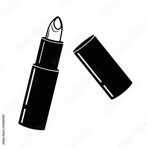 Vector Silhouette Style Lipstick outline doodle icon. Lipstick sketch illustration for print, web, mobile and infographics isolated on white background. Black and White Element.