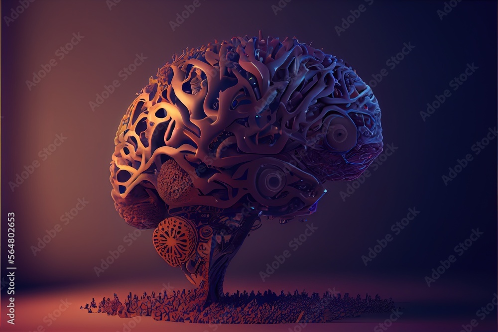 Realistic Illustration Of A Futuristic Human Brain 3d Science And
