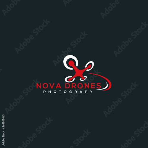 nova drones photography logo, minimalist and business logo design in vector template.