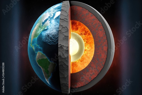 Fototapeta Naklejka Na Ścianę i Meble -  Earth core is stopping, graphic of the planet earth Core. Generative AI