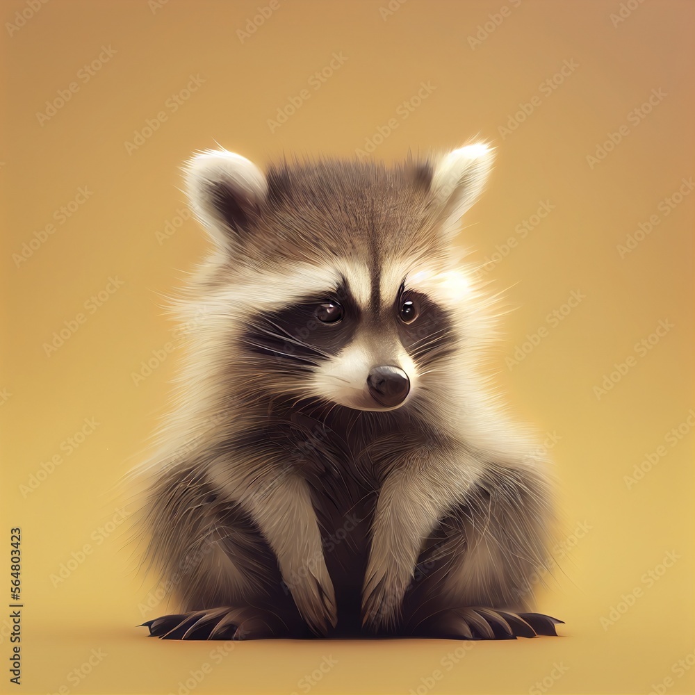 Cute raccoon, 3d illustration generative ai Cute raccoon, 3d illustration generative ai