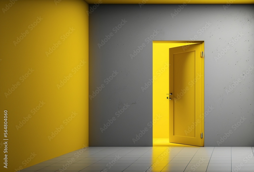 illustration, room with yellow wall, AI generated illustration, room with yellow wall, AI generated