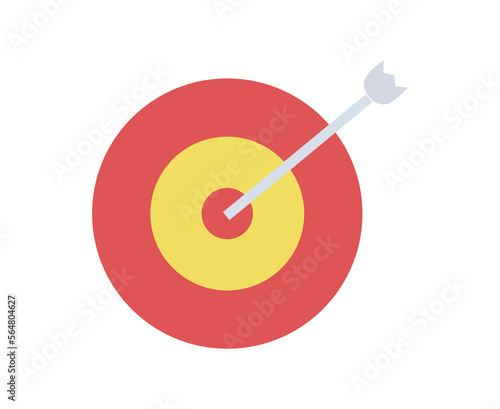 Target with arrow icon. Metaphor for goal setting and planning. Leadership and motivation. Graphic element for website. Targeting advertising and modern marketing. Cartoon flat vector illustration