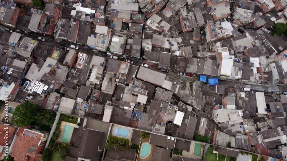 Aerial view over a middle class area and a poor community in Sao Paulo, Brazil Aerial view over a middle class area and a poor community in Sao Paulo, Brazil