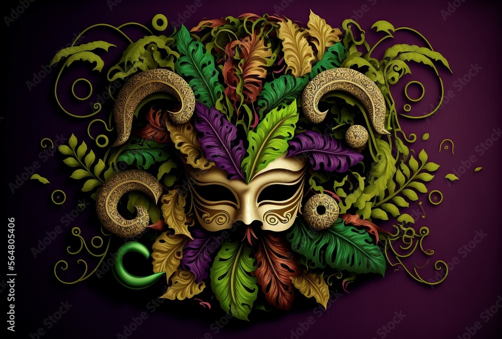 illustration of Mardi Gras festival mask,image generated by AI