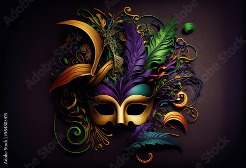 illustration of Mardi Gras festival mask,image generated by AI