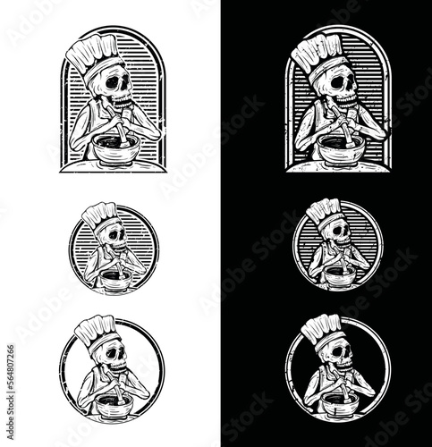 Skeleton Chef cooking food