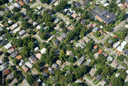 Aerial view of a suburban neighborhood in Lexington, KY. photo