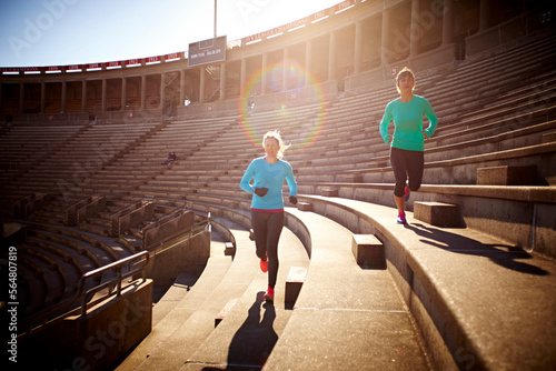 Working out on the stairs of the Harvard University Stadium photo