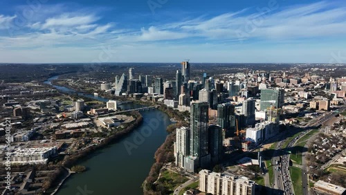 Wallpaper Mural City of Austin on a sunny autumn day in south USA - wide, panoramic, aerial view Torontodigital.ca