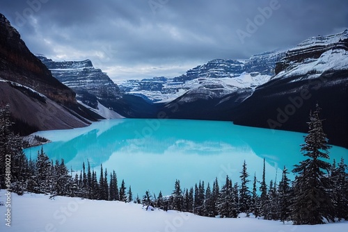 A photo of Lake Louise in Alberta, Canada in the winter, showcasing the stunning natural beauty of the area.