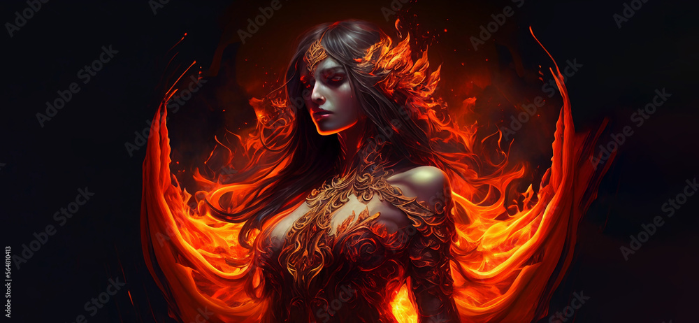 Fire element woman goddess fantasy human representation. Generative AI ...