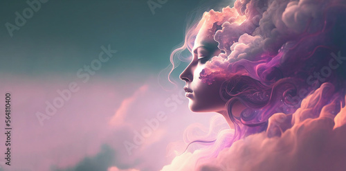 Obraz na plátně Air element woman goddess fantasy human representation