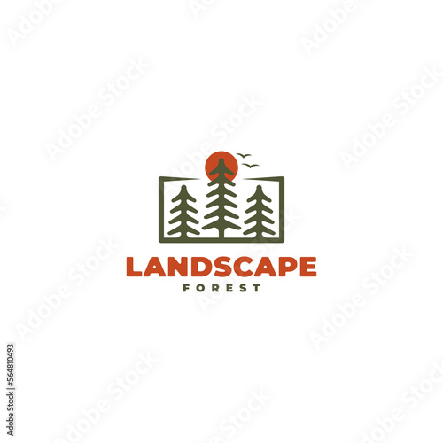 Pine tree outdoor symbol logo vector design template, vector design for evergreen, outdoor logo design template