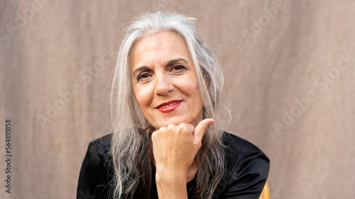 Confident Mature grey hair model portrait photo