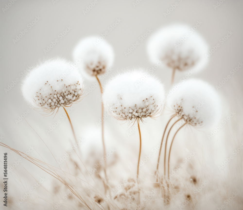 white cottongrass flower in the snow, Generative AI white cottongrass flower in the snow, Generative AI