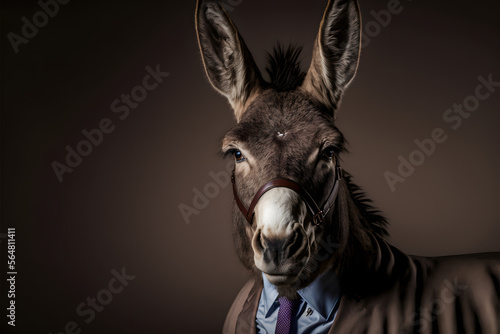 portrait of a donkey in a suit