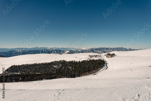 Winter landscape of snowy valley