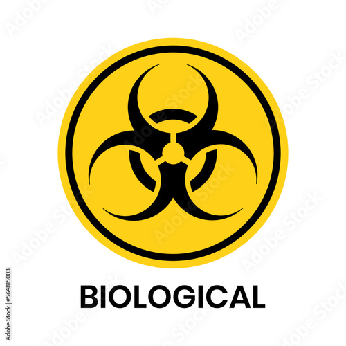 isolated biological hazards symbols on yellow board warning sign for icon, label, logo or package industry etc. flat vector design.